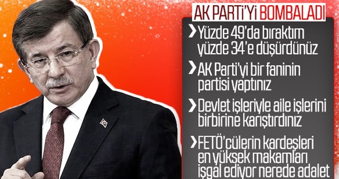 Ahmet Davutoğlu, AK Parti'yi yerden yere vurdu
