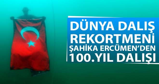 Dünya dalış rekortmeni Şahika Ercümen Samsun'da 19 Mayıs'ın 100. yılı için 100 metre saygı dalışı yaptı