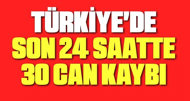 Türkiye'de son 24 saatte 30 can kaybı