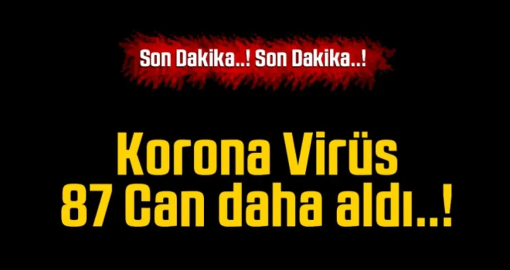Korona Virüs 87 Can daha aldı..!