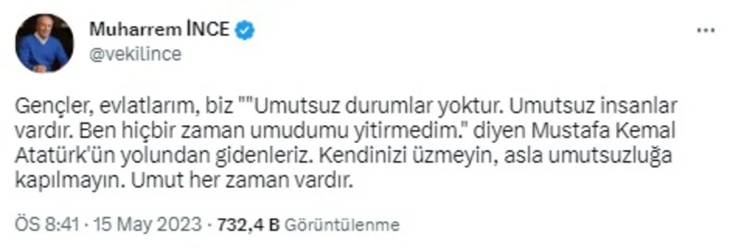 Muharrem İnce seçim sonuçlarının ardından sessizliğini bozdu