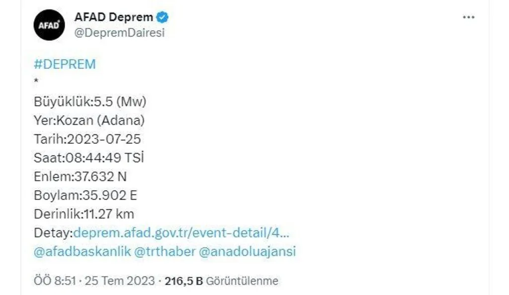 Adana'da depremin ardından peşpeşe açıklamalar
