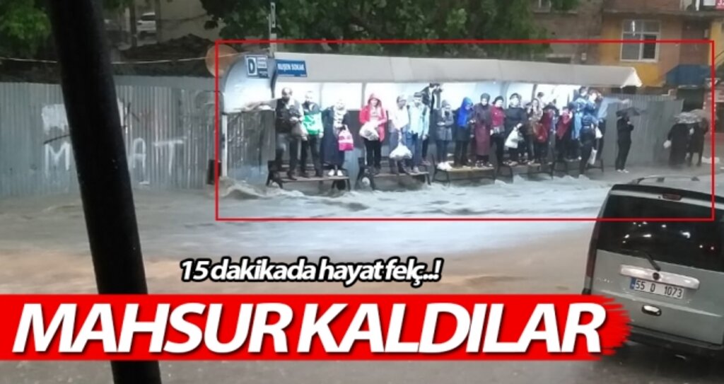 Samsun'da şiddetli sağanak yağmur mahsur bıraktı..! haberi
